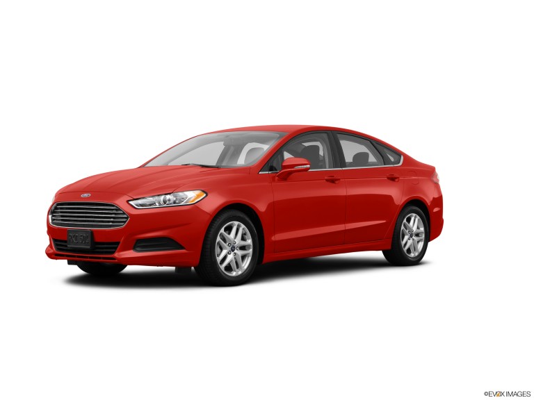 Red 2014 Ford Fusion With White Background