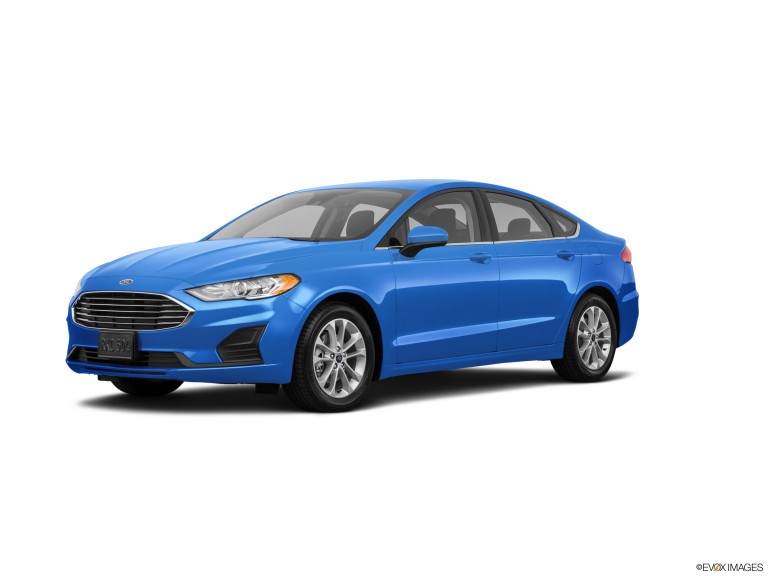 Blue 2020 Ford Fusion With White Background