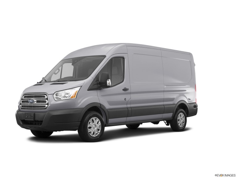 Silver 2016 Ford Transit Van With White Background