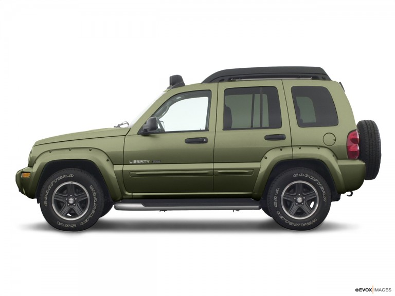 Green 2004 Jeep Liberty With White Background