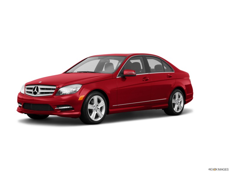 Red 2011 Mercedes-Benz C-Class With White Background