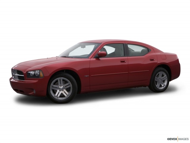 Red 2007 Dodge Charger R/T With White Background