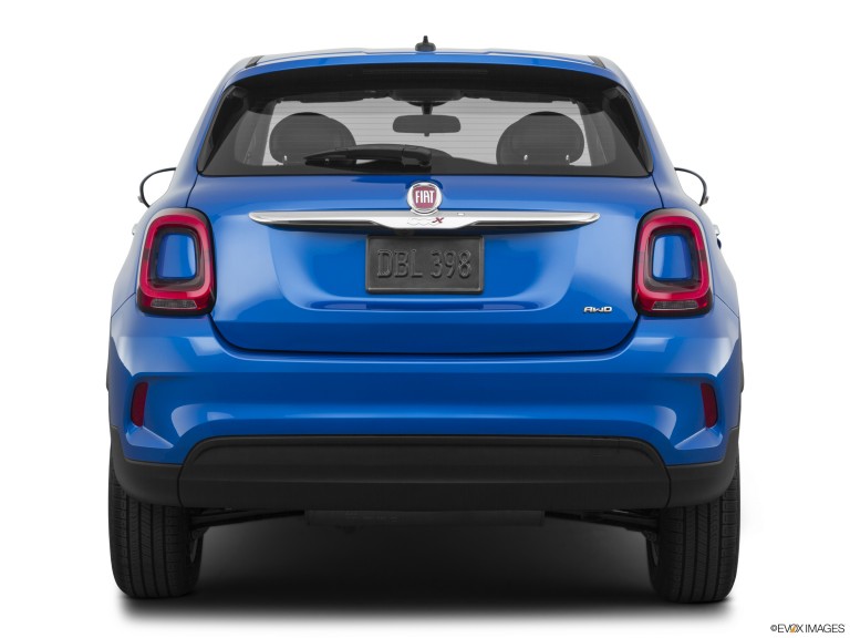 Blue 2020 Fiat 500 From The Rear Side