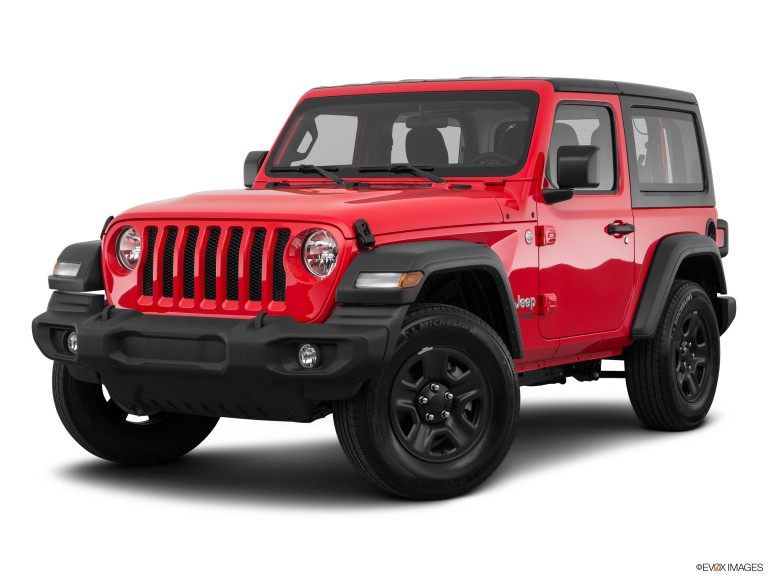Red Jeep Wrangler With White Background