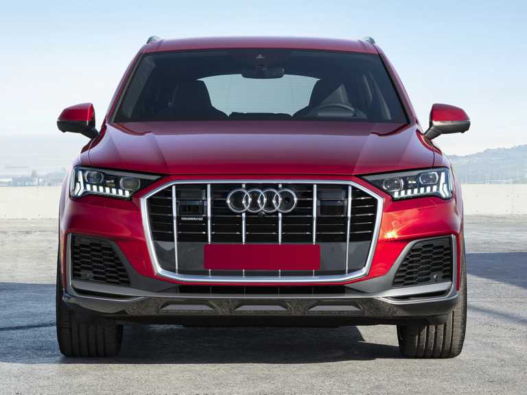Red 2020 Audi Q7 From The Front Side