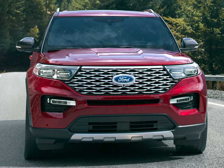 Red 2021 Ford Explorer From Front Side