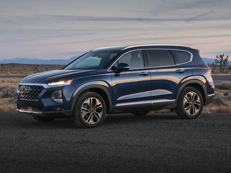Blue 2020 Santa Fe From Front-Driver Side