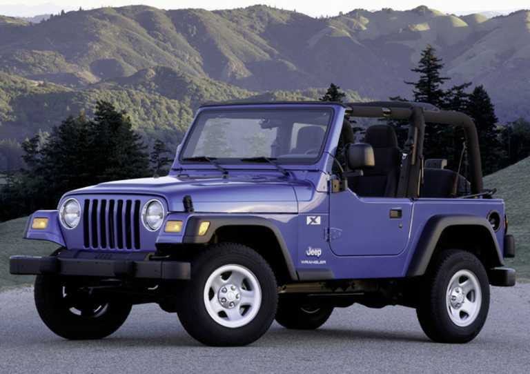 Purple Wrangler Sport in nature with top down - Vehicle History