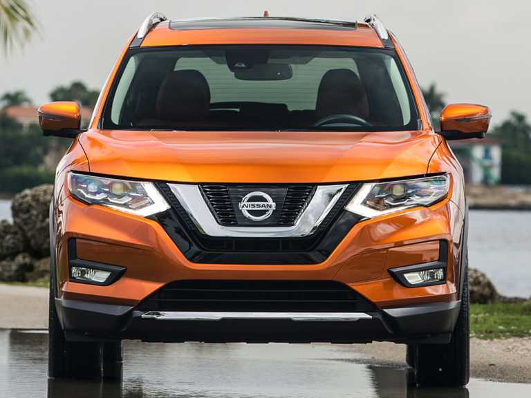 Orange 2020 Nissan Rogue From Front Side