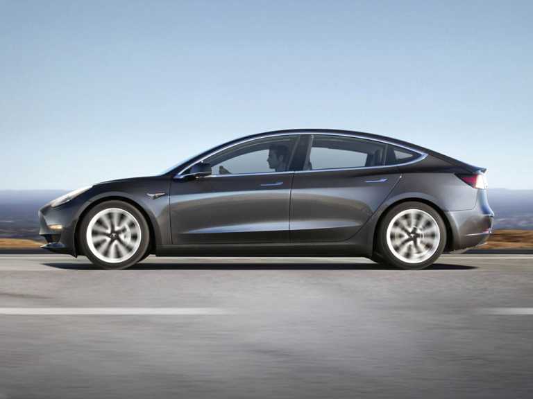 Gray 2021 Tesla Model 3 In Motion