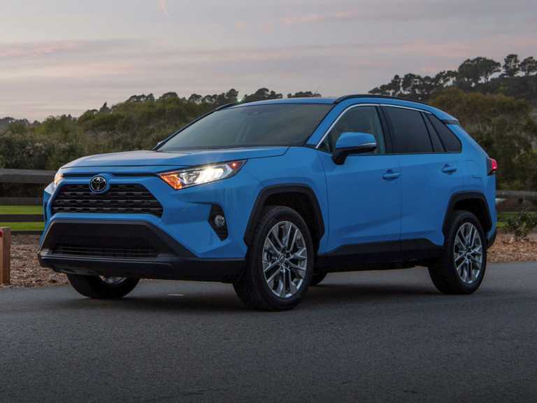 Blue 2021 Toyota Rav4 From Front-Driver Side