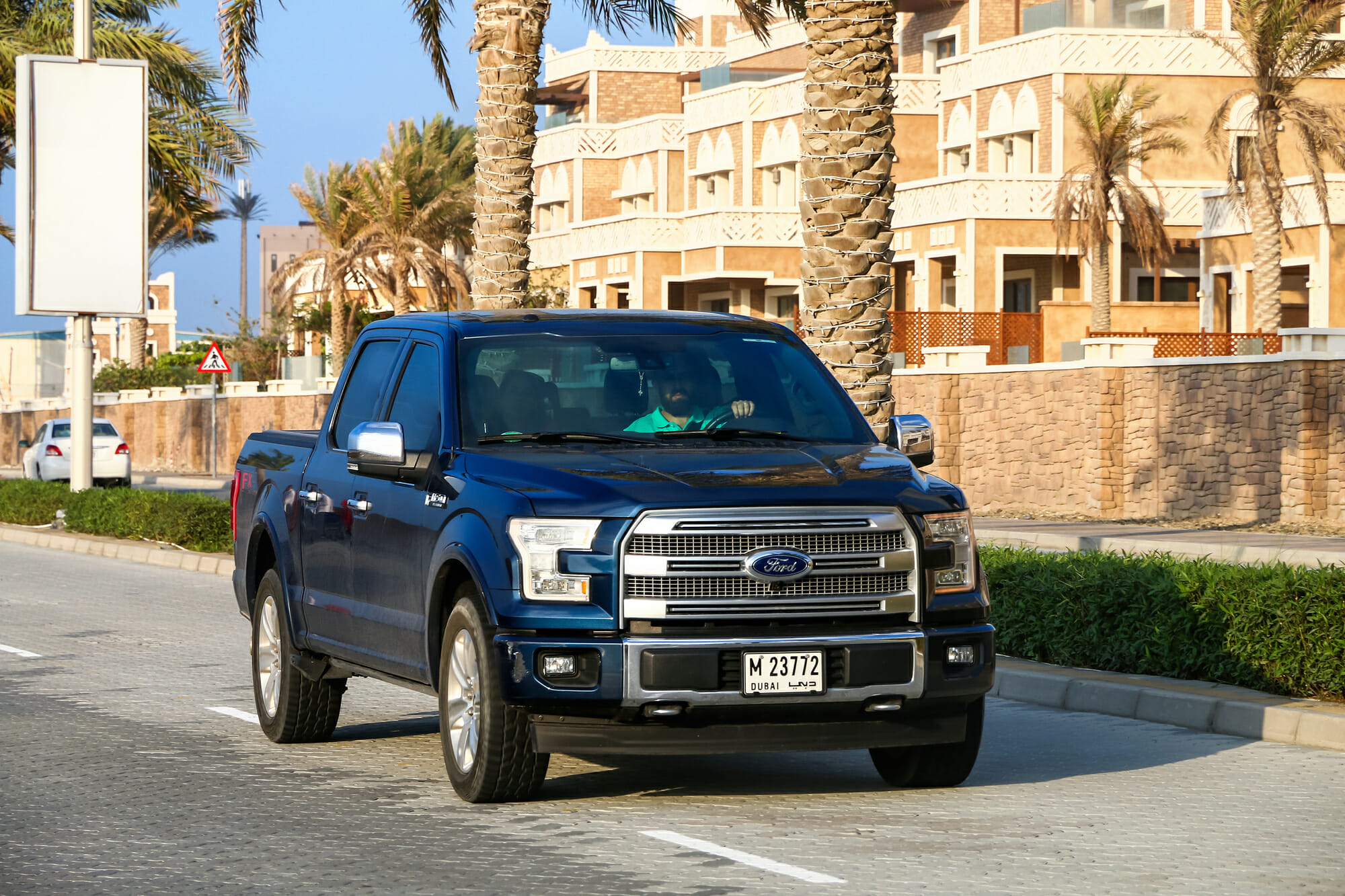 Ford F-150 driving down street with palm trees - Vehicle History