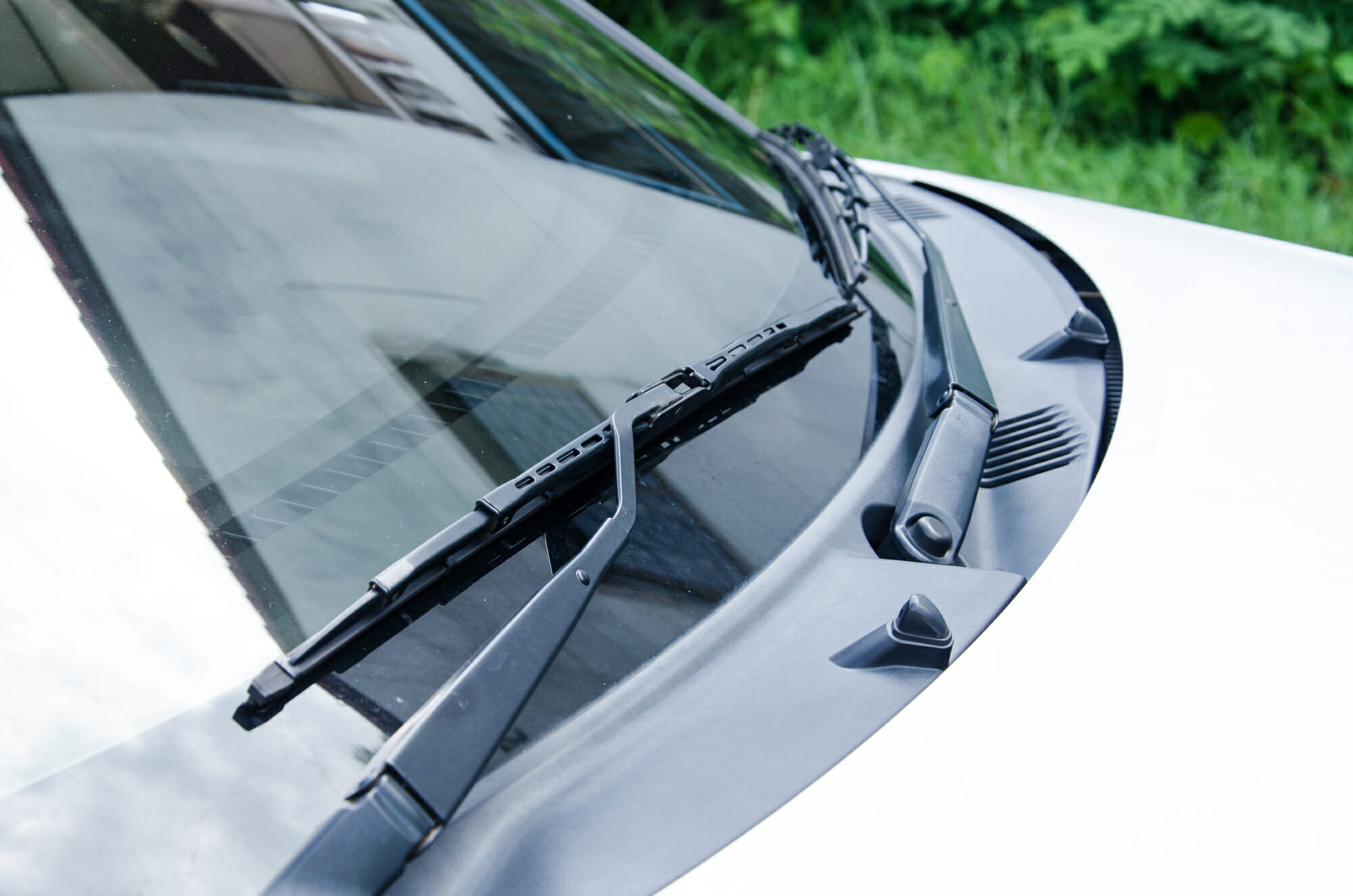 Car Windshield Wipers Closeup